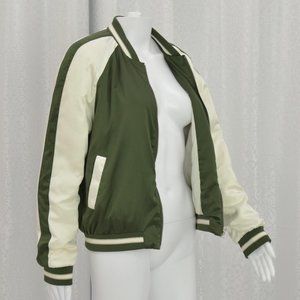 Forever 21 Green & Cream Bomber Jacket